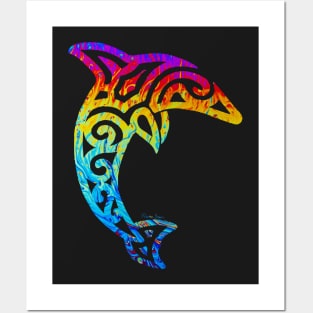 Iridescent Tribal Dolphin Posters and Art